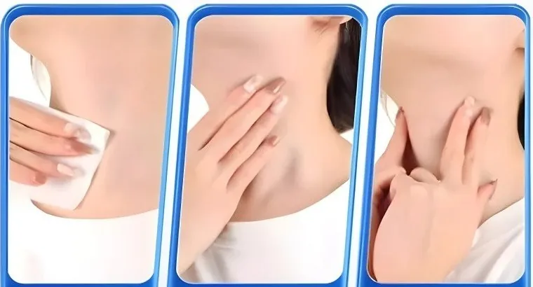 Tiga langkah: membersihkan kulit leher dengan tisu, mengoleskan gel di leher, lalu mengoles ulang beberapa jam kemudian